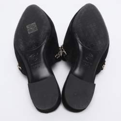 Pre Owned Chanel Black Suede CC Chain Mules Size 38.5