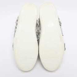 Pre Owned Chanel Grey Leather CC Camellia High Top Sneakers Size 38