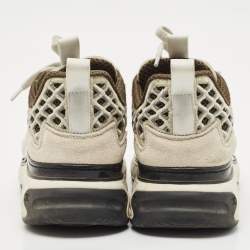 Pre Owned Chanel Grey/White Suede CC Interlocking Logo Low Top Sneakers Size 36