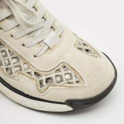 Pre Owned Chanel Grey/White Suede CC Interlocking Logo Low Top Sneakers Size 36