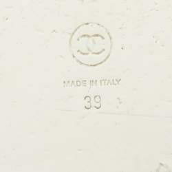 Pre Owned Chanel White/Black Leather Dad Slingback Flat Sandals Size 39