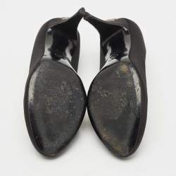 Pre Owned Chanel Black Satin CC Heel Pumps Size 37