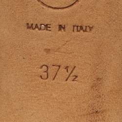 Pre Owned Chanel Black Leather and Satin Cap Toe Slingback Pumps Size 37.5