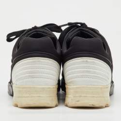 Pre Owned Chanel Black/White Nylon and Leather CC Low Top Sneakers Size 39.5