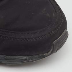 Pre Owned Chanel Black/White Nylon and Leather CC Low Top Sneakers Size 39.5