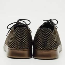 Pre Owned Chanel Gold/Black Mesh and Leather CC Low Top Sneakers Size 41.5