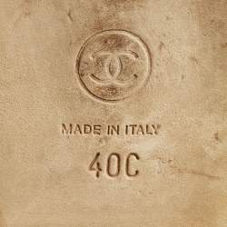 Pre Owned Chanel Yellow Leather Chain CC Ankle Strap Sandals Size 40