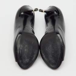 Pre Owned Chanel Black Patent Leather Peep Toe Pumps Size 38