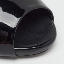 Pre Owned Chanel Black Patent Leather Peep Toe Pumps Size 38