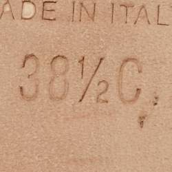 Pre Owned Chanel Red Leather CC Chain Link Strappy Flat Sandals Size 38.5