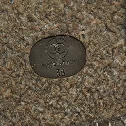 Pre Owned Chanel Black Leather CC Cap Toe Chain detail Ankle Length Boots Size 38