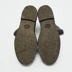 Pre Owned Chanel Black Leather CC Cap Toe Chain detail Ankle Length Boots Size 38