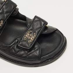 Pre Owned صندل شانيل جلد مبطن أسود سى سى داد مقاس 37