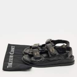 Pre Owned صندل شانيل جلد مبطن أسود سى سى داد مقاس 37