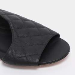 Pre Owned Chanel Black Quilted Leather Slingback Sandals Size 35