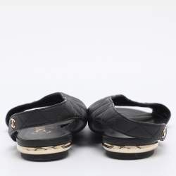 Pre Owned Chanel Black Quilted Leather Slingback Sandals Size 35