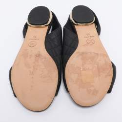 Pre Owned Chanel Black Quilted Leather Slingback Sandals Size 35