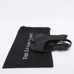 Pre Owned Chanel Black Quilted Leather Slingback Sandals Size 35