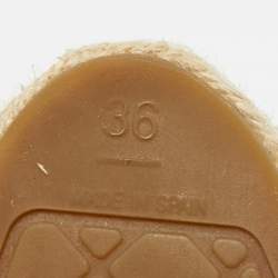 مملوكة مسبقًا Chanel Black/Grey Leather CC Cap Toe Espadrille Flats Size 36