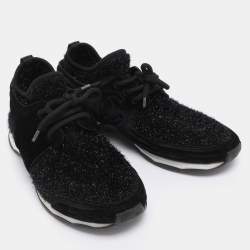 Pre Owned Chanel Black Metallic Lurex Fabric CC Trainers SLow Top neakers Size 39