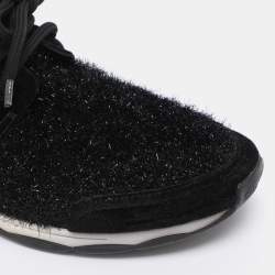 Pre Owned Chanel Black Metallic Lurex Fabric CC Trainers SLow Top neakers Size 39