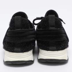 Pre Owned Chanel Black Metallic Lurex Fabric CC Trainers SLow Top neakers Size 39