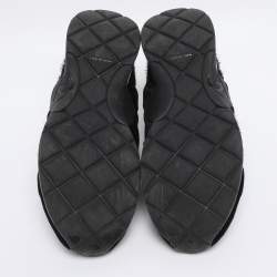 Pre Owned Chanel Black Metallic Lurex Fabric CC Trainers SLow Top neakers Size 39