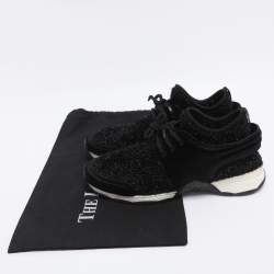 Pre Owned Chanel Black Metallic Lurex Fabric CC Trainers SLow Top neakers Size 39