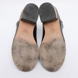 Pre Owned Chanel Black Patent Leather Pearl CC Ankle Strap Sandals Size 36