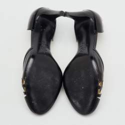 Pre Owned Chanel Black Patent Leather CC Cutout D'orsay Pumps Size 38