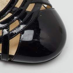 Pre Owned Chanel Black Patent Leather CC Cutout D'orsay Pumps Size 38