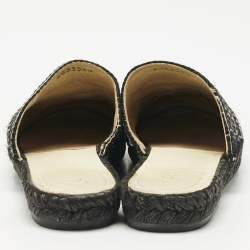 Pre Owned Chanel Black/White Tweed CC Espadrille Mules Size 39