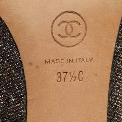 Pre Owned Chanel Metallic Lurex Fabric CC Pearl Heel Pumps Size 37.5