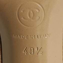 Pre Owned Chanel Beige/Black Suede Cap Toe Platform Ankle Boots Size 40.5