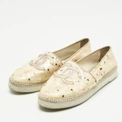 Pre Owned Chanel Beige/Transparent PVC CC Slip On Sneakers Size 41