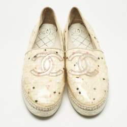 Pre Owned Chanel Beige/Transparent PVC CC Slip On Sneakers Size 41