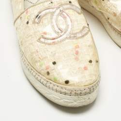 Pre Owned Chanel Beige/Transparent PVC CC Slip On Sneakers Size 41