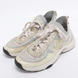 Pre Owned Chanel Multicolor Knit Fabric CC Sock Sneakers Size 39