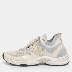 Pre Owned Chanel Multicolor Knit Fabric CC Sock Sneakers Size 39
