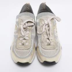 Pre Owned Chanel Multicolor Knit Fabric CC Sock Sneakers Size 39