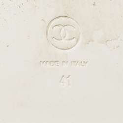 Pre Owned Chanel White Leather Dad Flat Sandals Size 41