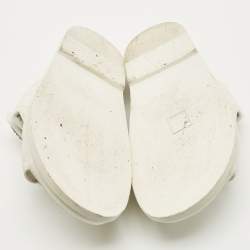Pre Owned Chanel White Leather Dad Flat Sandals Size 41