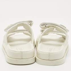 Pre Owned Chanel White Leather Dad Flat Sandals Size 41