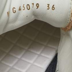 Pre Owned Chanel Gold Leather CC Low Top Sneakers Size 36