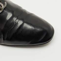 Pre Owned Chanel Black Leather CC Smoking Slippers Size 39