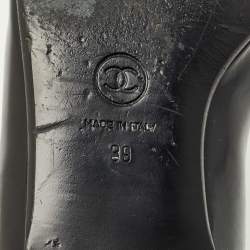 Pre Owned Chanel Black Leather CC Smoking Slippers Size 39