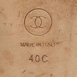 Pre Owned حذاء فلات شانيـل مقدمة أصابع CC دي أوسراي أسود جلد وقماش بحزام خلفي مقاس 40