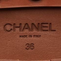 Pre Owned Chanel Brown Leather CC Loafers Size 36