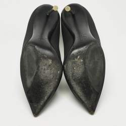Pre Owned Chanel Black Satin Pointed Toe Pumps Size 40