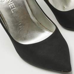 Pre Owned Chanel Black Satin Pointed Toe Pumps Size 40